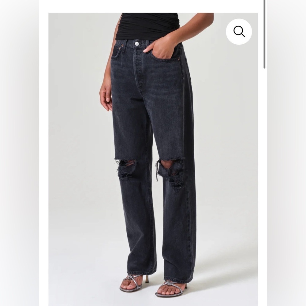 AGOLDE Kelly Jean in Fuse Black Distressed Straight Leg Size 31 NWT - Picture 2 of 13